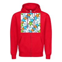 Red stars school seamless pattern Zipper Hoodie - BundleAndBundleShop