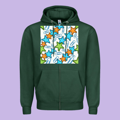 Stars School Seamless Pattern Zipper Hoodie Designed By Bundleandbundleshop