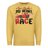 Antique Gold you make my heart race valentine's day Premium Sweatshirt - MaliasSmallBusiness