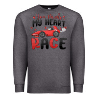 Charcoal Heather you make my heart race valentine's day Premium Sweatshirt - MaliasSmallBusiness