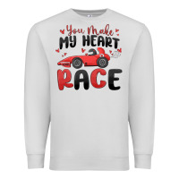 Dove Grey you make my heart race valentine's day Premium Sweatshirt - MaliasSmallBusiness
