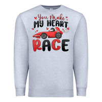 Heather Grey you make my heart race valentine's day Premium Sweatshirt - MaliasSmallBusiness