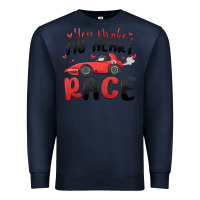 Navy you make my heart race valentine's day Premium Sweatshirt - MaliasSmallBusiness