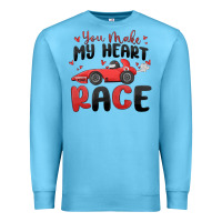 Ocean Blue you make my heart race valentine's day Premium Sweatshirt - MaliasSmallBusiness