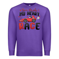 Purple you make my heart race valentine's day Premium Sweatshirt - MaliasSmallBusiness
