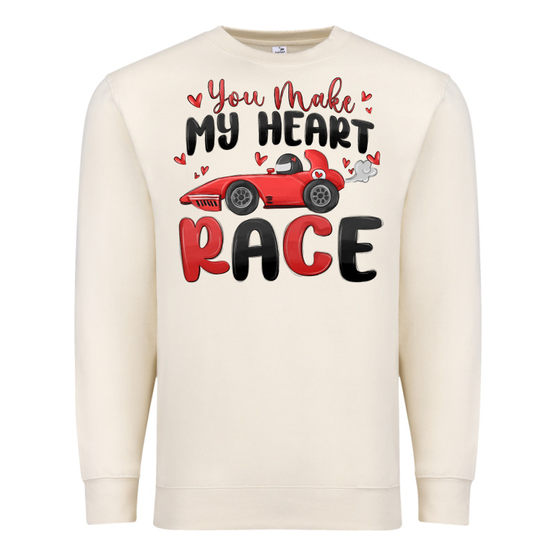 You Make My Heart Race Valentine's Day Premium Sweatshirt by MaliasSmallBusiness | Teevron