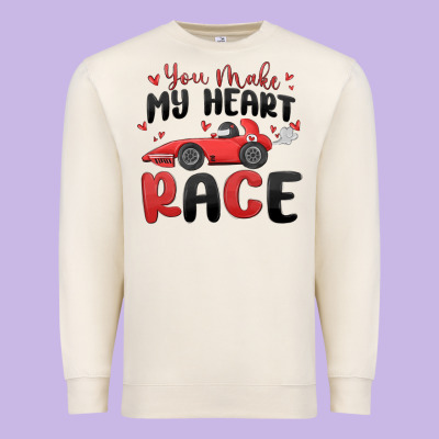 You Make My Heart Race Valentine's Day Premium Sweatshirt Designed By Maliassmallbusiness