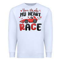 White you make my heart race valentine's day Premium Sweatshirt - MaliasSmallBusiness