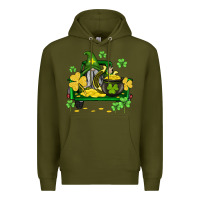 Army Green st patricks truck and gnome Premium Hoodie - AdoDesignShop