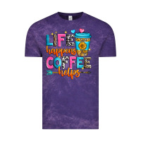 Cloud Purple life happens coffee helps Vintage Tee - Zillion Design Studio