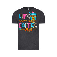 Vintage Black life happens coffee helps Vintage Tee - Zillion Design Studio