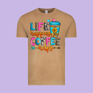 Life Happens Coffee Helps Vintage Tee Designed By Zillion Design Studio