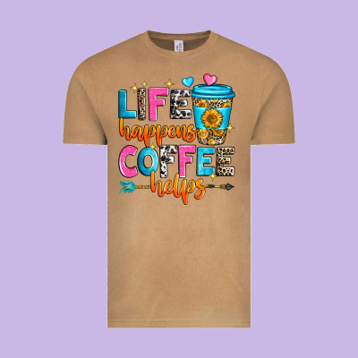 Life Happens Coffee Helps Vintage Tee Designed By Zillion Design Studio