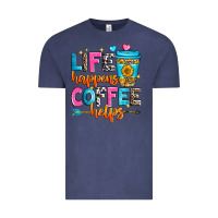 Vintage Denim life happens coffee helps Vintage Tee - Zillion Design Studio