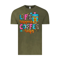 Vintage Olive life happens coffee helps Vintage Tee - Zillion Design Studio
