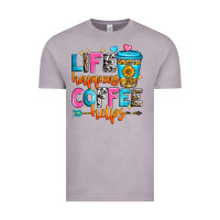 Vintage Zinc life happens coffee helps Vintage Tee - Zillion Design Studio