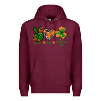 Burgundy Peace Love St.Patrick's Day Premium Hoodie - BundleAndBundleShop