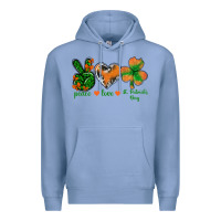 Colony Blue Peace Love St.Patrick's Day Premium Hoodie - BundleAndBundleShop