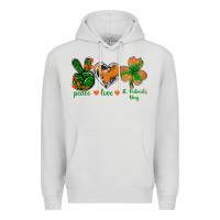 Dove Grey Peace Love St.Patrick's Day Premium Hoodie - BundleAndBundleShop