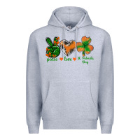 Heather Grey Peace Love St.Patrick's Day Premium Hoodie - BundleAndBundleShop