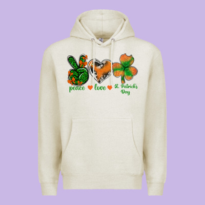 Peace Love St.patrick's Day Premium Hoodie Designed By Bundleandbundleshop