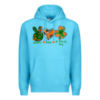 Ocean Blue Peace Love St.Patrick's Day Premium Hoodie - BundleAndBundleShop