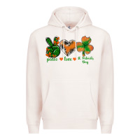 Pale Pink Peace Love St.Patrick's Day Premium Hoodie - BundleAndBundleShop