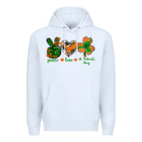White Peace Love St.Patrick's Day Premium Hoodie - BundleAndBundleShop