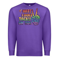 Purple hate looks tacky on you pride Premium Sweatshirt - MaliasSmallBusiness