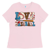 Bubblegum Pink love baseball Ladies Tee - AdoDesignShop
