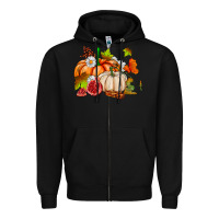 Black pumpkins daisies and fall leaf's ado Zipper Hoodie - AdoDesignShop