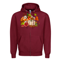 Burgundy pumpkins daisies and fall leaf's ado Zipper Hoodie - AdoDesignShop