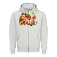 Dove Grey pumpkins daisies and fall leaf's ado Zipper Hoodie - AdoDesignShop