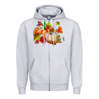 Heather Grey pumpkins daisies and fall leaf's ado Zipper Hoodie - AdoDesignShop