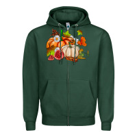 Sports Green pumpkins daisies and fall leaf's ado Zipper Hoodie - AdoDesignShop