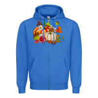 True Royal pumpkins daisies and fall leaf's ado Zipper Hoodie - AdoDesignShop