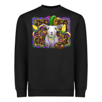 Black mardi gras baby sheep king cake fleur de lis Heavyweight Sweatshirt - RanaPortraitStore
