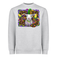 Heather Grey mardi gras baby sheep king cake fleur de lis Heavyweight Sweatshirt - RanaPortraitStore