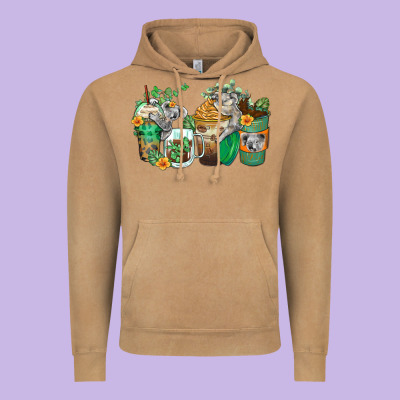 Koala Coffee Cups Vintage Hoodie Designed By Zillion Design Studio