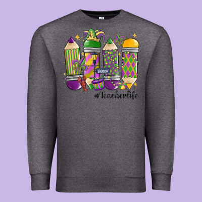 Mardi Gras Teacher Life Premium Sweatshirt Designed By Maliassmallbusiness