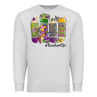 Dove Grey mardi gras teacher life Premium Sweatshirt - MaliasSmallBusiness