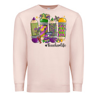 Pale Pink mardi gras teacher life Premium Sweatshirt - MaliasSmallBusiness
