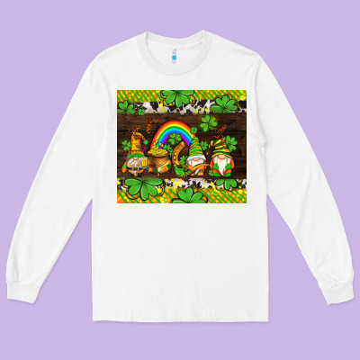 Western St Patricks Gnomes Long Sleeve Tee Designed By Adodesignshop