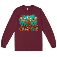 Burgundy life is better by the campfire Long Sleeve Tee - AdoDesignShop