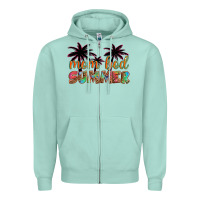 Seafoam mom bod summer with palms Zipper Hoodie - Artiststas