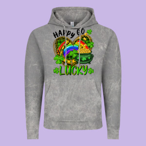 Happy Go Lucky Pot Of Gold And Rainbow Heart Vintage Hoodie Designed By Ranaportraitstore