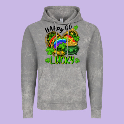 Vintage Hoodie Happy Go Lucky Pot Of Gold And Rainbow Heart