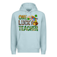 Blue Mist One Lucky Teacher St. Patricks Premium Hoodie - BundleAndBundleShop
