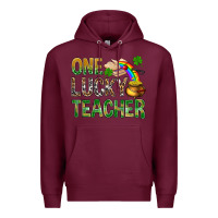 Burgundy One Lucky Teacher St. Patricks Premium Hoodie - BundleAndBundleShop