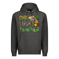 Charcoal Heather One Lucky Teacher St. Patricks Premium Hoodie - BundleAndBundleShop